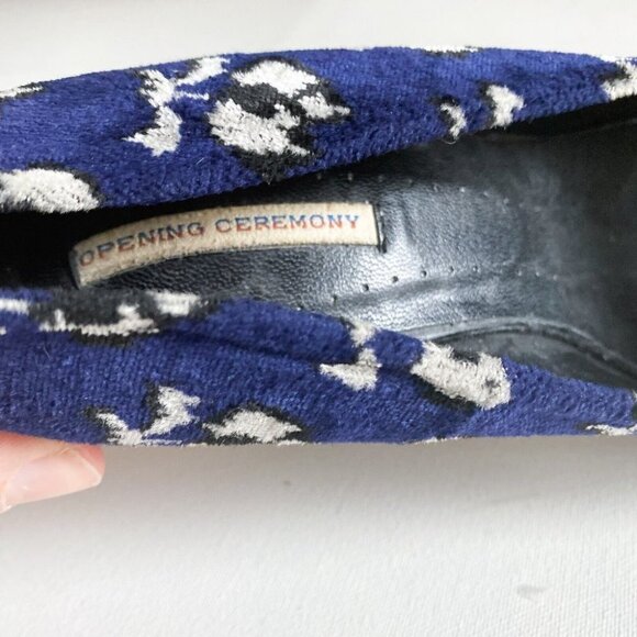Opening Ceremony Blue Floral Velvet Hidden Platform Heels 39 - Picture 8 of 9